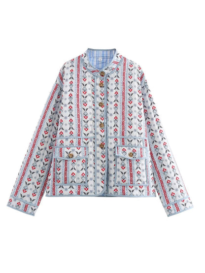 Dames doudoune avec motifs floraux et poches pratiques Chic und Stil