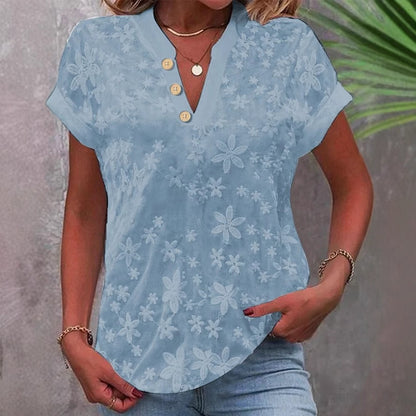 Chemisier femme avec motif floral brodé et décolleté en V classique Chic und Stil