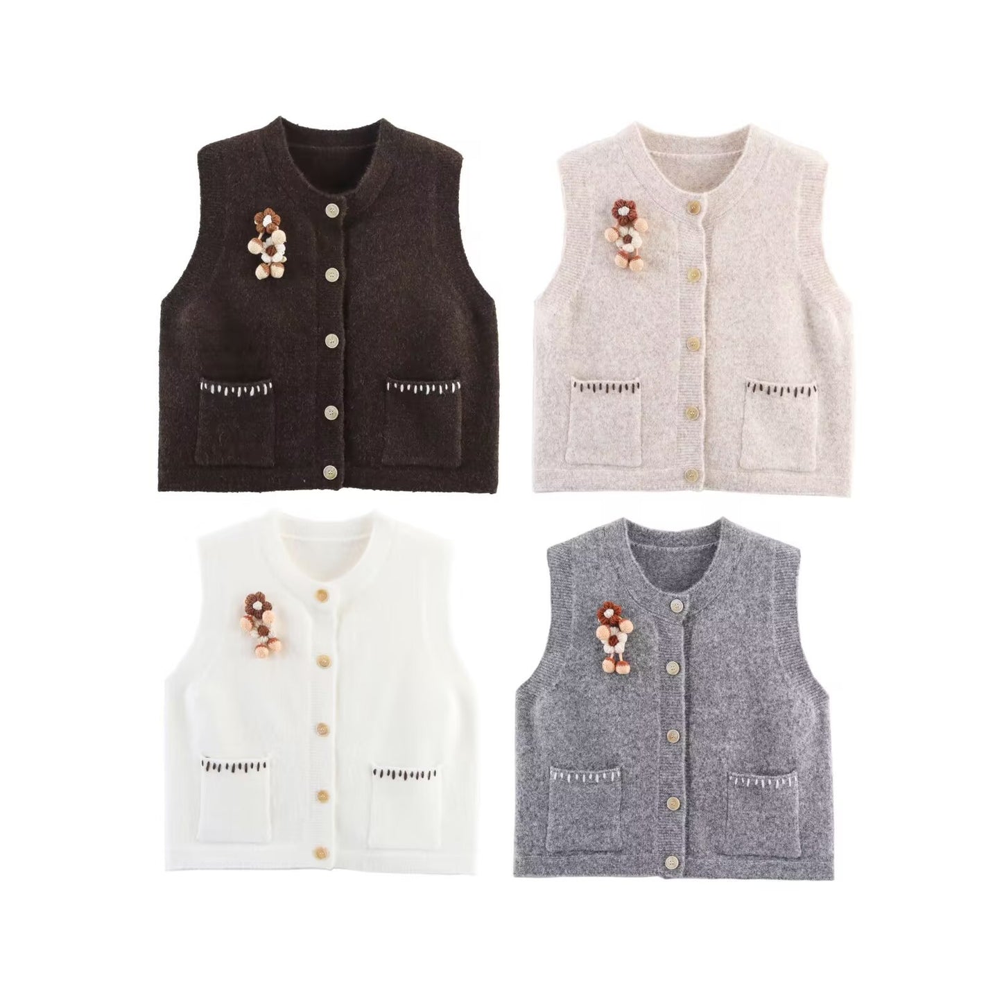 Dames gilet en tricot avec détails de boutons décoratifs Chic und Stil