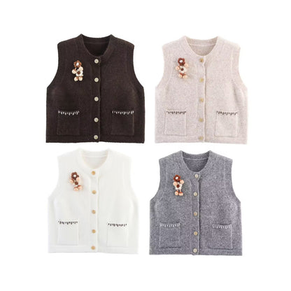 Dames gilet en tricot avec détails de boutons décoratifs Chic und Stil