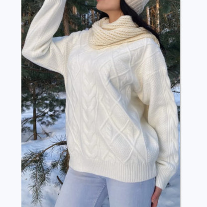 Pull en tricot oversized pour femmes avec motif en torsades Chic und Stil