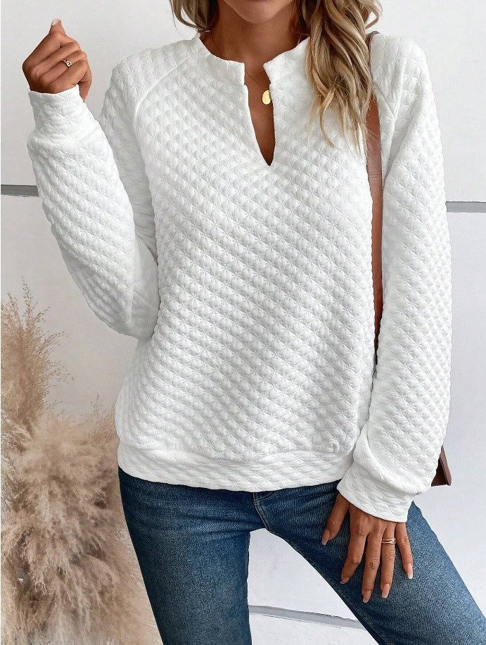 Pull en tricot pour femmes avec un motif texturé et un décolleté en V à la mode Chic und Stil