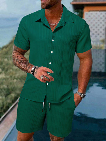 Chemise à manches courtes en rayures pour hommes Set Chic und Stil