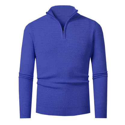 Pull en tricot élégant pour hommes avec zip et design de vagues texturé Chic und Stil