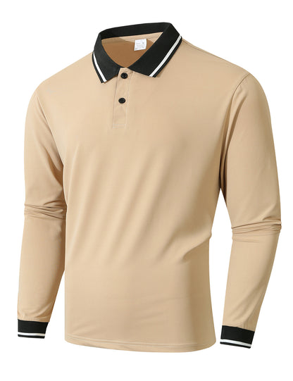 Men's long sleeve polo shirt with sporty ribbed structure Chic and Style