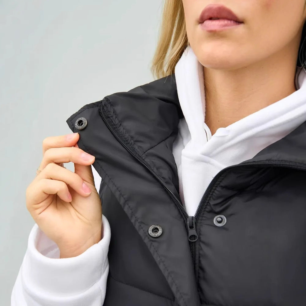 Dames élégante gilet matelassé avec col montant et poches pratiques Chic und Stil