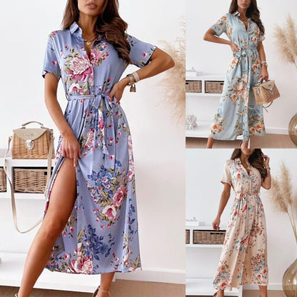 Robe chemise midi à imprimé floral pour femmes Chic und Stil