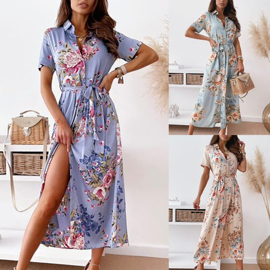 Robe chemise midi à imprimé floral pour femmes Chic und Stil