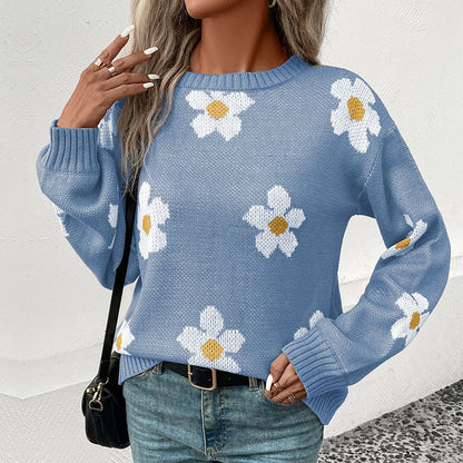 Pull en tricot pour femmes avec motif floral et coupe décontractée Chic und Stil