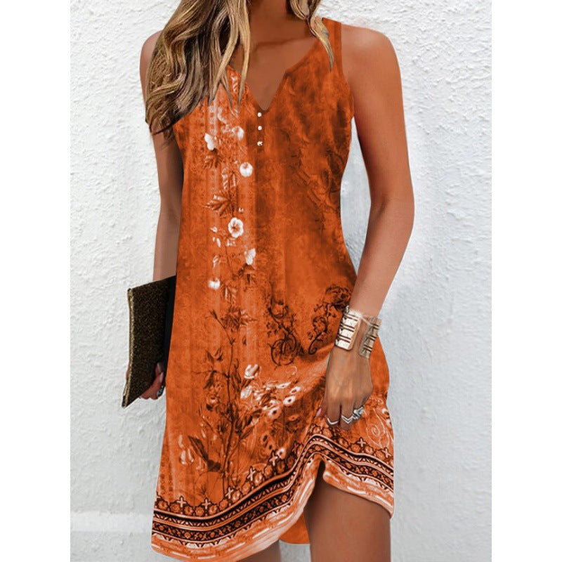 Robe d'été élégante pour femmes avec décolleté en V profond et motif séduisant Chic und Stil