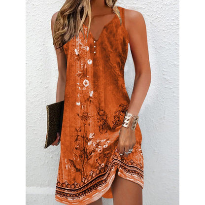 Robe d'été élégante pour femmes avec décolleté en V profond et motif séduisant Chic und Stil