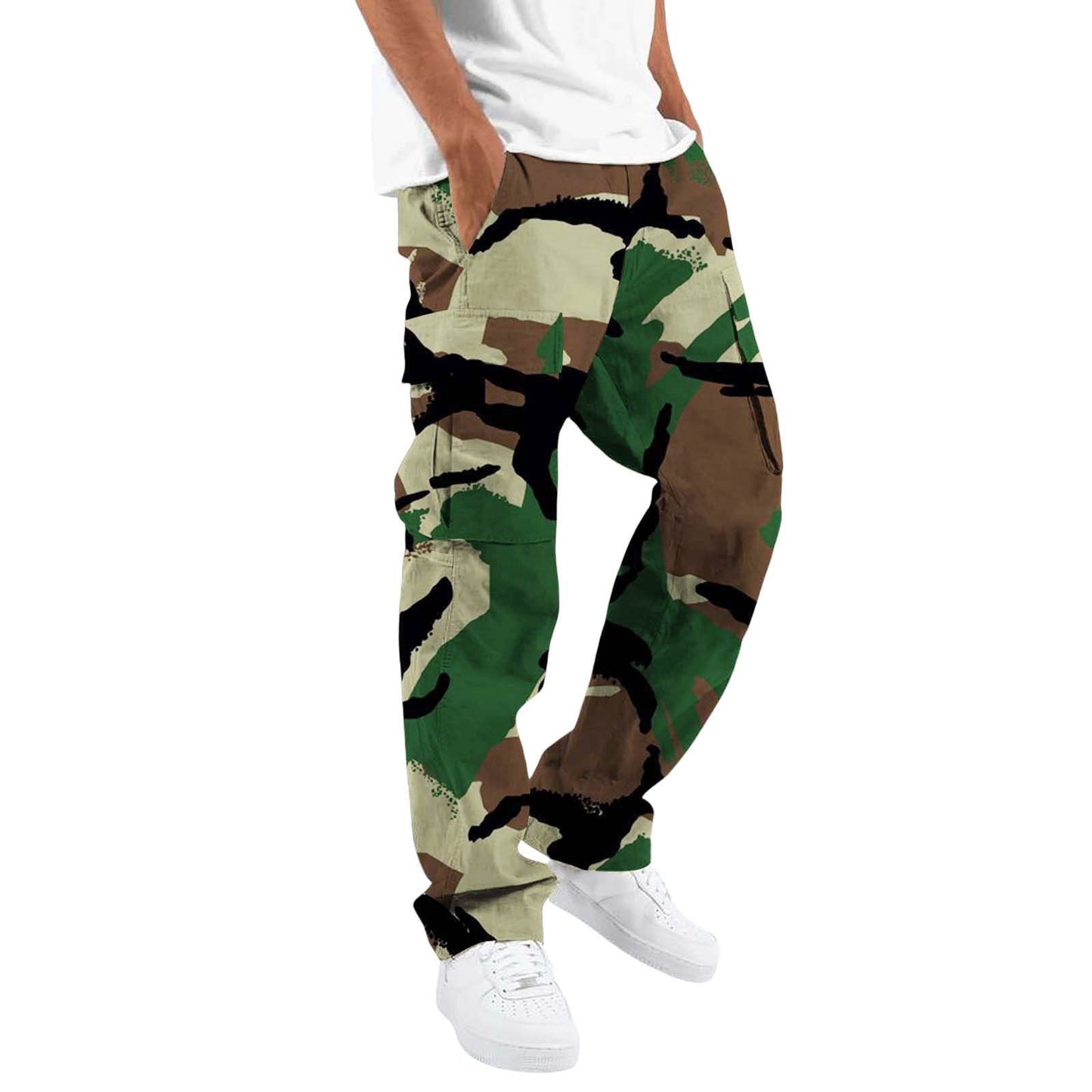 Camouflage cargo pants for men with multiple pockets Chic und Stil
