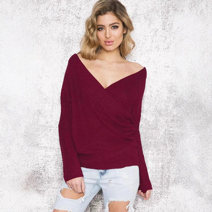 Wrapped pullover for women with open design and deep neckline Chic and Style