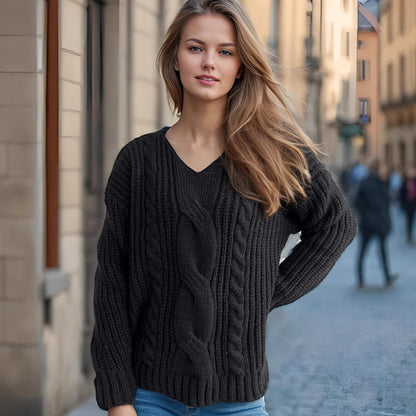 Pull femme en grosse maille avec design tressé créatif et coupe décontractée Chic und Stil