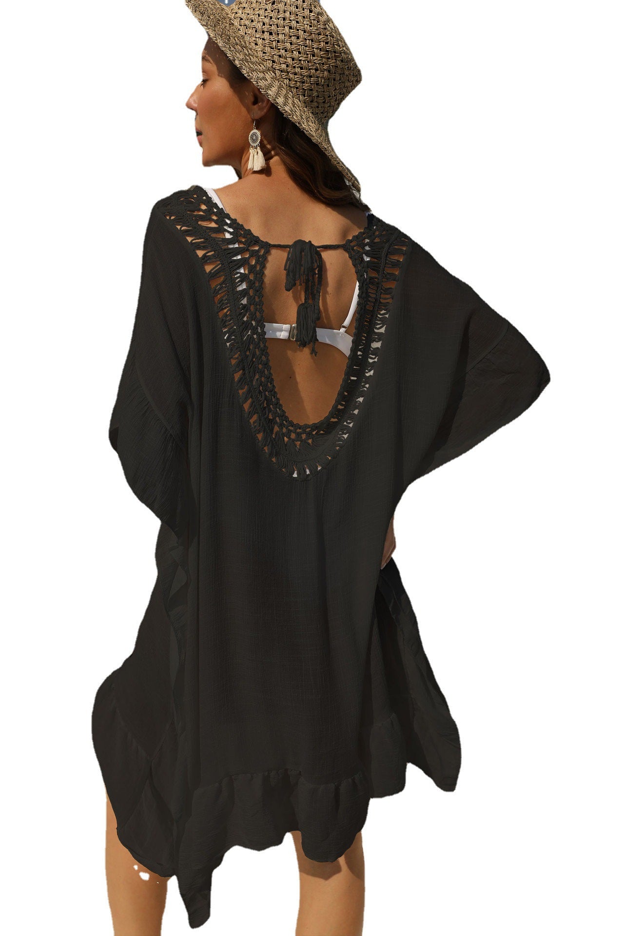 Dames décontracté en crochet à volants tunique de plage Chic und Stil