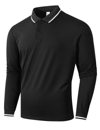 Men's long sleeve polo shirt with sporty ribbed structure Chic and Style