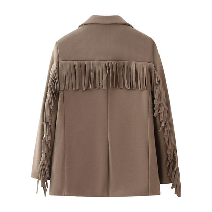 Blazer élégant pour femmes avec des détails frangés et deux poches pratiques Chic und Stil