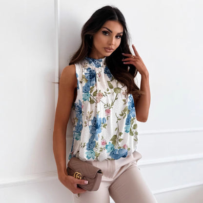 Chemisier pour femmes avec imprimé floral et encolure haute Chic und Stil