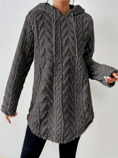 Dames Pull à capuche en peluche avec design en tresses Chic und Stil