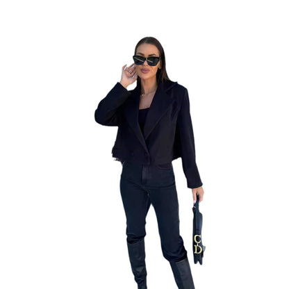 Dames Élégant Blazer Oversize avec double rangée de boutons et tissu texturé Chic und Stil