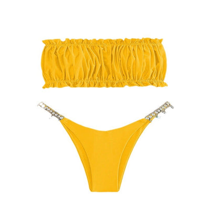 Ladies Ruffle-Bandeau-Bikini-Set Chic and Style 1750922681