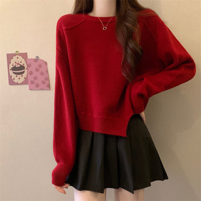 Pull en tricot décontracté pour femmes avec épaules tombantes et fine texture Chic und Stil