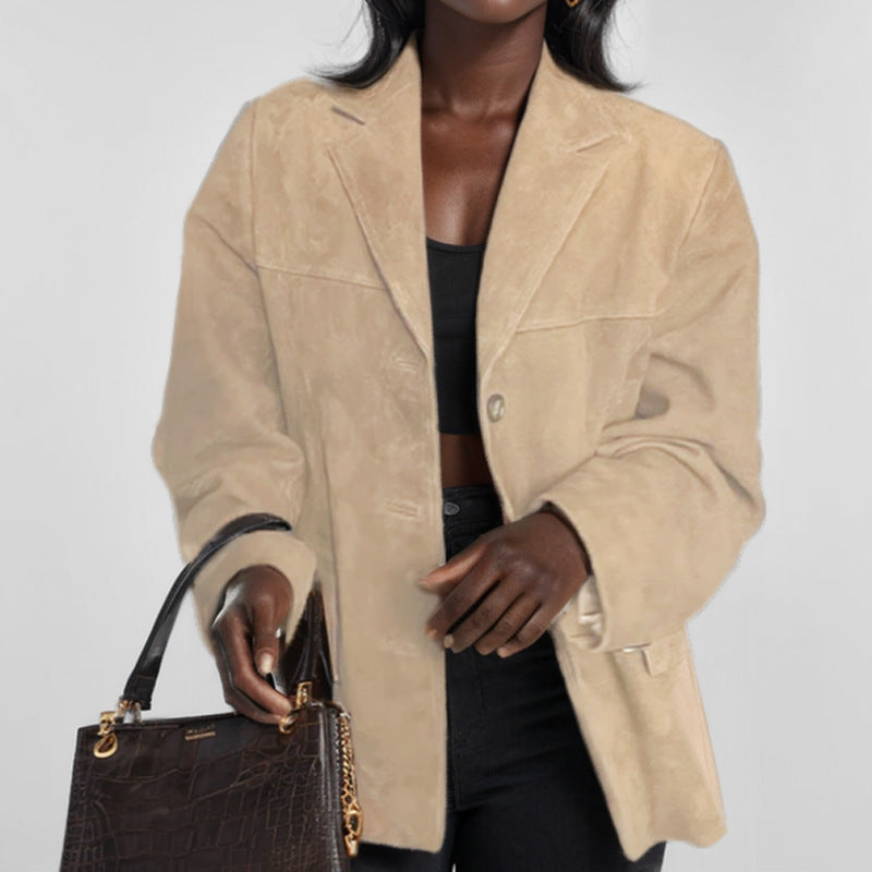 Blazer en cuir pour femmes avec design structuré Chic und Stil