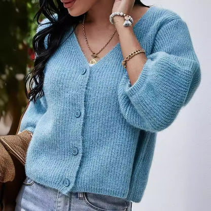Dames cardigan en tricot à manches courtes tendance avec détails de boutons Chic und Stil