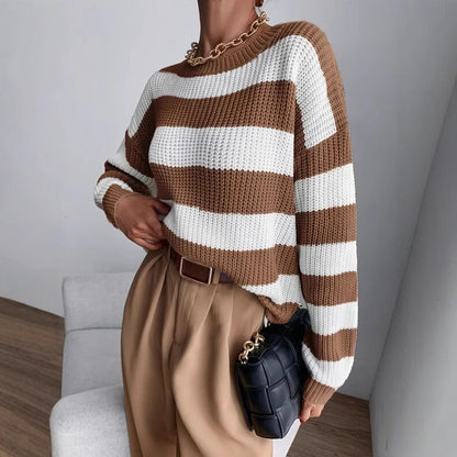 Pull en tricot décontracté pour dames avec un motif de gaufre moderne Chic und Stil