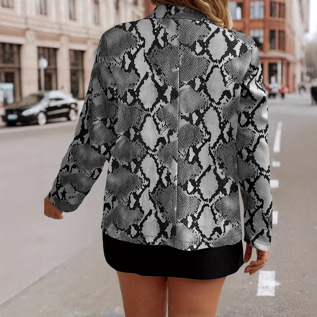 Dames élégant Blazer en design en cuir de serpent Chic und Stil