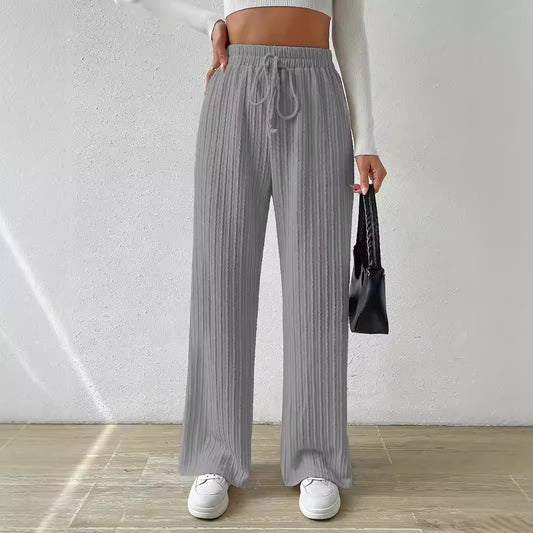Wide palazzo pants for women with ribbed structure Chic and Style