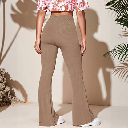 Leggings évasées taille haute en tricot côtelé pour femmes Chic und Stil