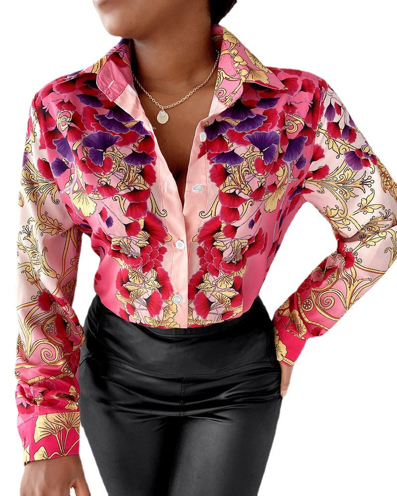 Chemisier pour femmes avec imprimé élégant, col à la mode et coupe cintrée Chic und Stil