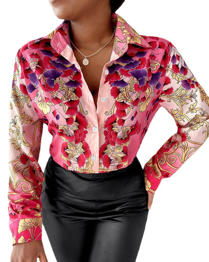 Chemisier pour femmes avec imprimé élégant, col à la mode et coupe cintrée Chic und Stil