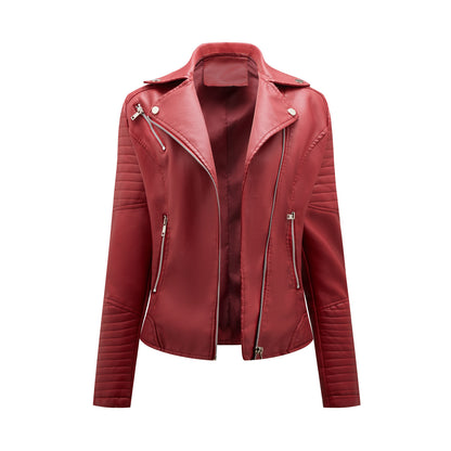 Biker jacket in faux leather for women with striking stitching details Chic and Style