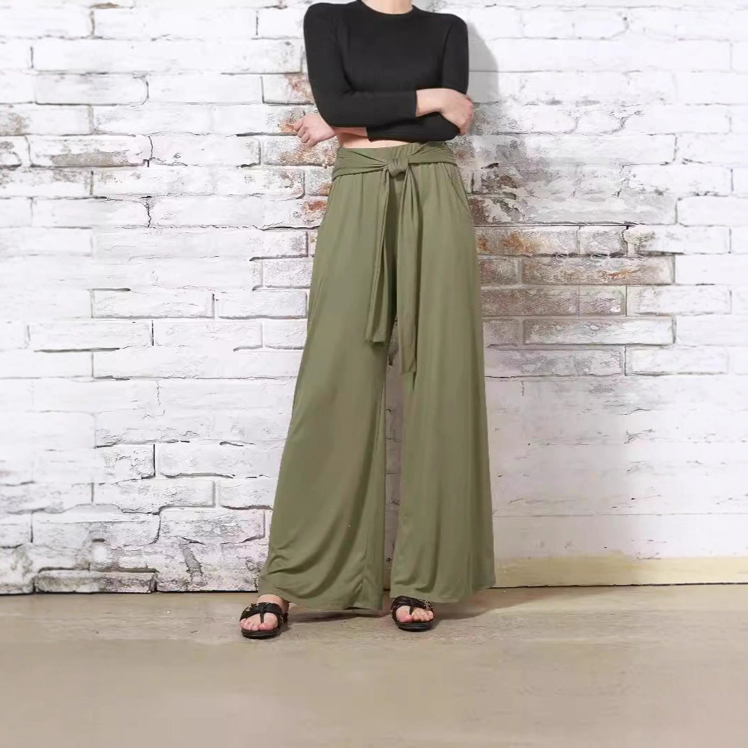 Women Comfortable and Stylish Wide Leg Pants with Waist Belt Chic and Style
