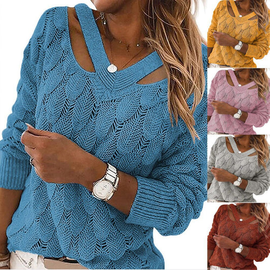 Pull en tricot pour femmes avec col V et structure côtelée raffinée Chic und Stil
