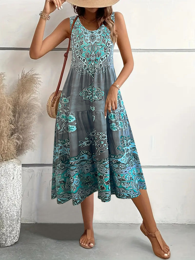 Robe maxi femme avec motif ethnique ludique et coupe fluide Chic und Stil