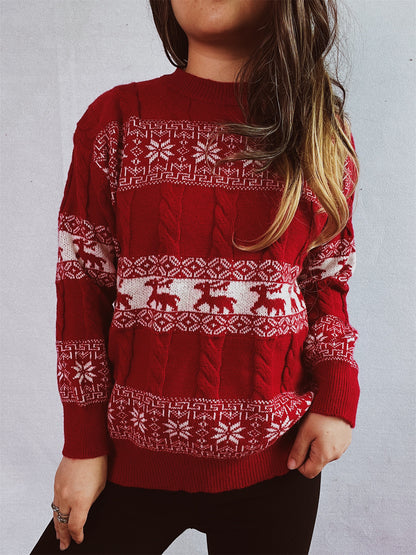 Pull en tricot pour femmes avec motif de renne festif et motif en losange Chic und Stil