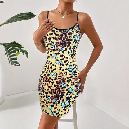 Robe mini bodycon pour femmes avec design imprimé papillon et animal Chic und Stil