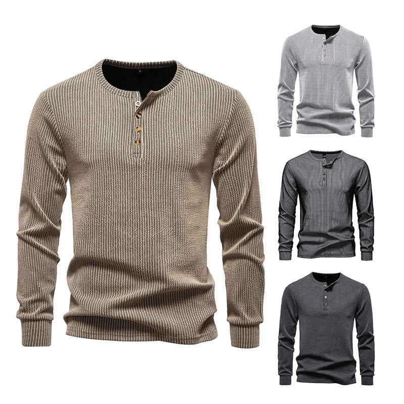 Chemise Henley à manches longues pour hommes avec motif rayé texturé Chic und Stil