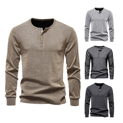Chemise Henley à manches longues pour hommes avec motif rayé texturé Chic und Stil