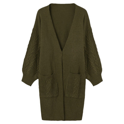 Cardigan long pour femme en tricot avec motif en relief et poches pratiques Chic und Stil