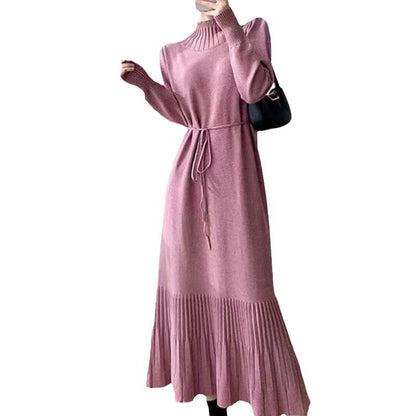Robe en tricot pour femmes avec structure côtelée et ceinture à la taille Chic und Stil