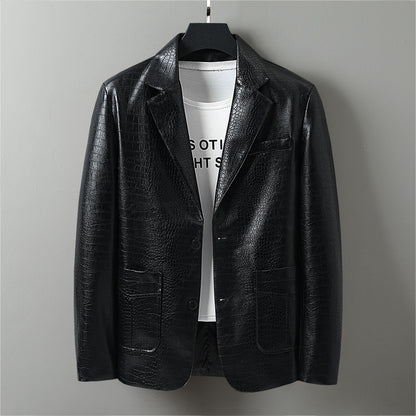 Dames Élégante Veste en Similicuir avec Design Texturé Chic und Stil