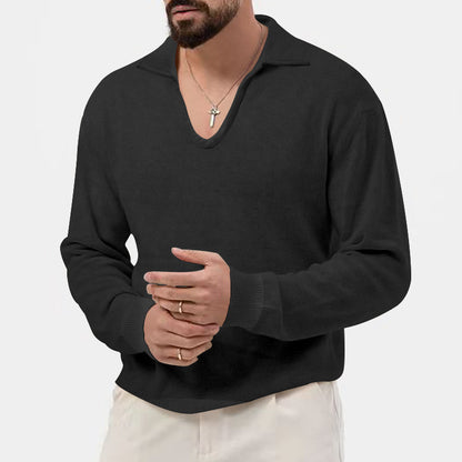 Pull pour homme à col en V tendance en matière tricot respirante Chic und Stil