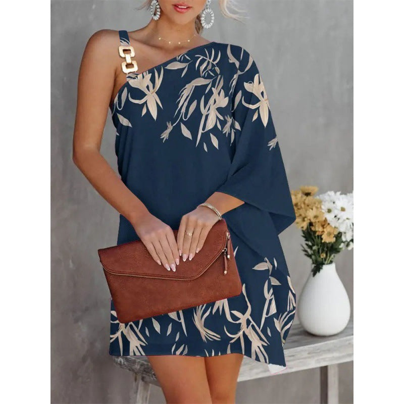 Robe asymétrique à une épaule pour femmes avec design floral Chic und Stil