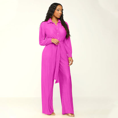 Dames élégante combinaison à manches longues avec détails de taille Chic und Stil