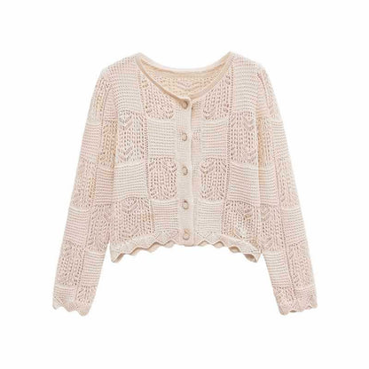 Dames cardigan en tricot confortable avec des boutons décoratifs et un design à volants tendance Chic und Stil