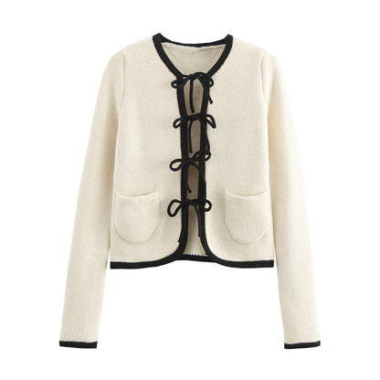 Dames Élégant cardigan avec des noeuds raffinés et des poches Chic und Stil